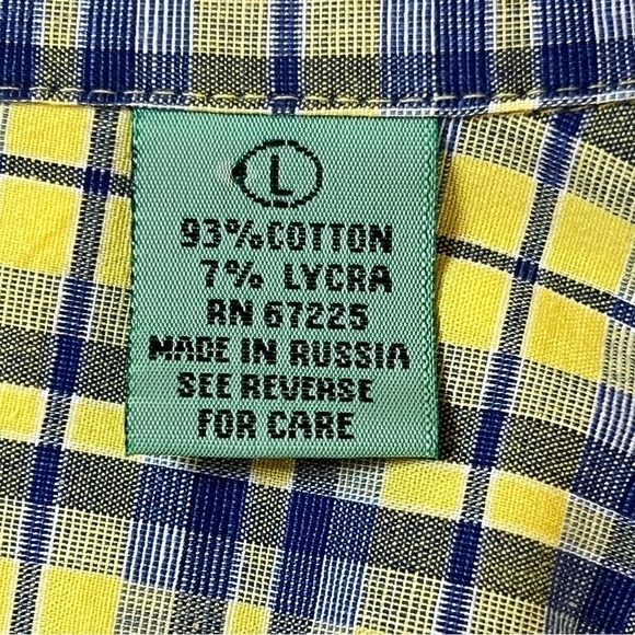 Pineapple Connection Men’s Blue & Yellow Plaid Button Down Shirt Oversized Large - Picture 11 of 14